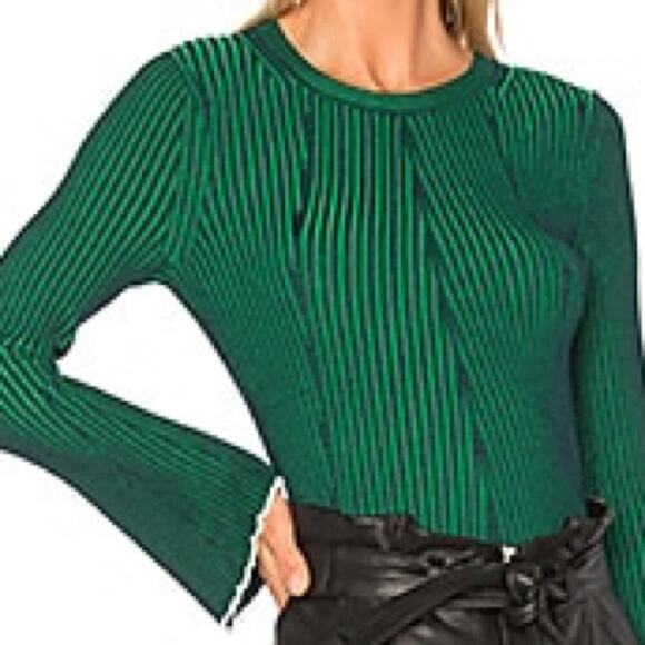 ALEXANDER WANG Flared Sleeve Sweater in Emerald - Picture 2 of 11